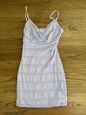 superdown Lace Wrap Mini Dress in Light Lavender